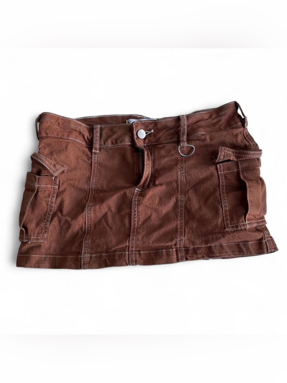 vintage “Kréamy” y2k brown cargo style miniskirt